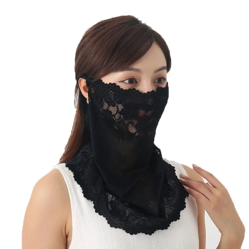

Повязка на голову, модный однотонный походный подвесной шарф для ушей для женщин, солнцезащитный крем, уличная кружевная маска, шарф для лица, шарфы для лица