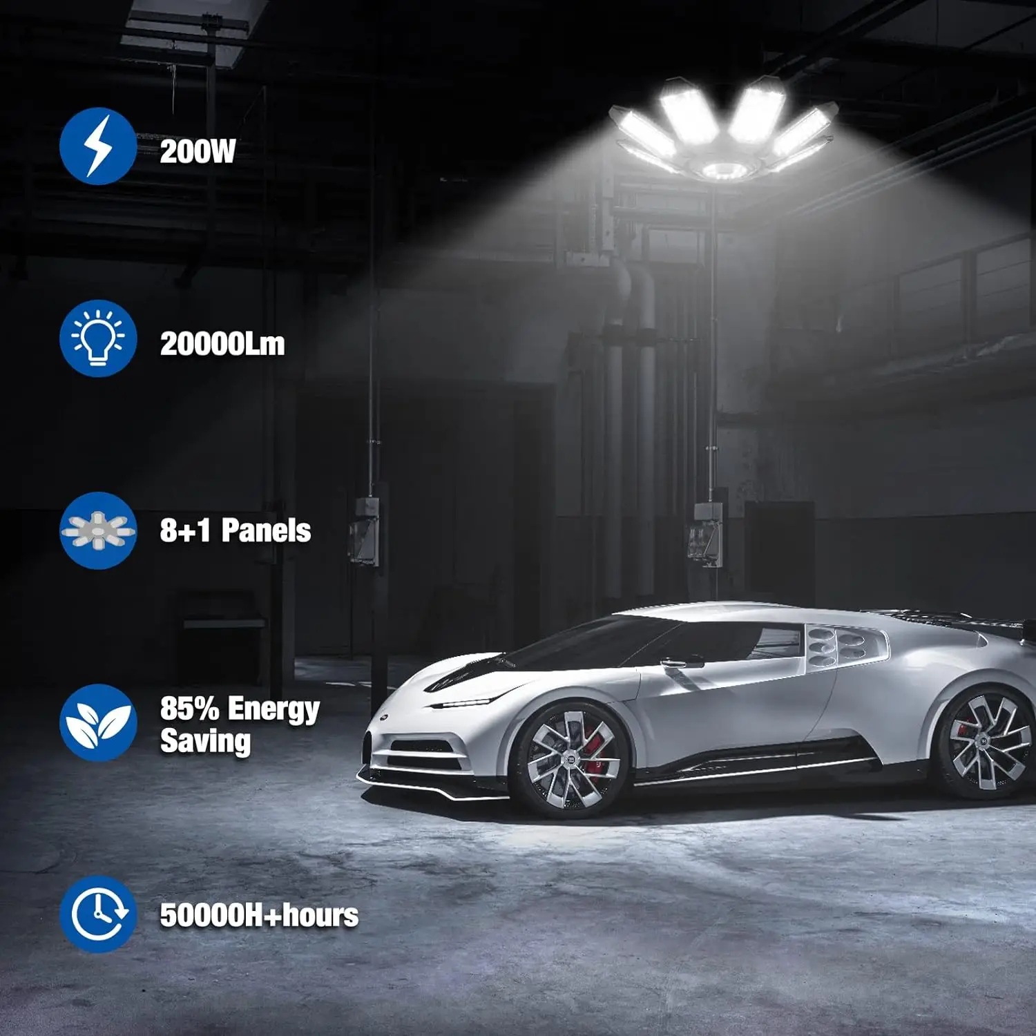 1-2 PCS LED Garage Light Bulbs,  Super Bright Garage Lighting LED Shop Light With 8+1 Adjustable Panels, E27 Screw Socket