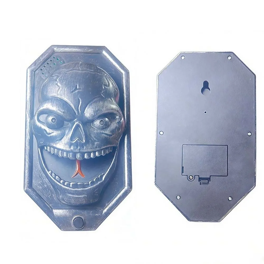 Plastic Animated Skull Doorbell Vocal Luminous Halloween Skeleton Prop Durable Interactive LED Glowing Eyes Theme Party