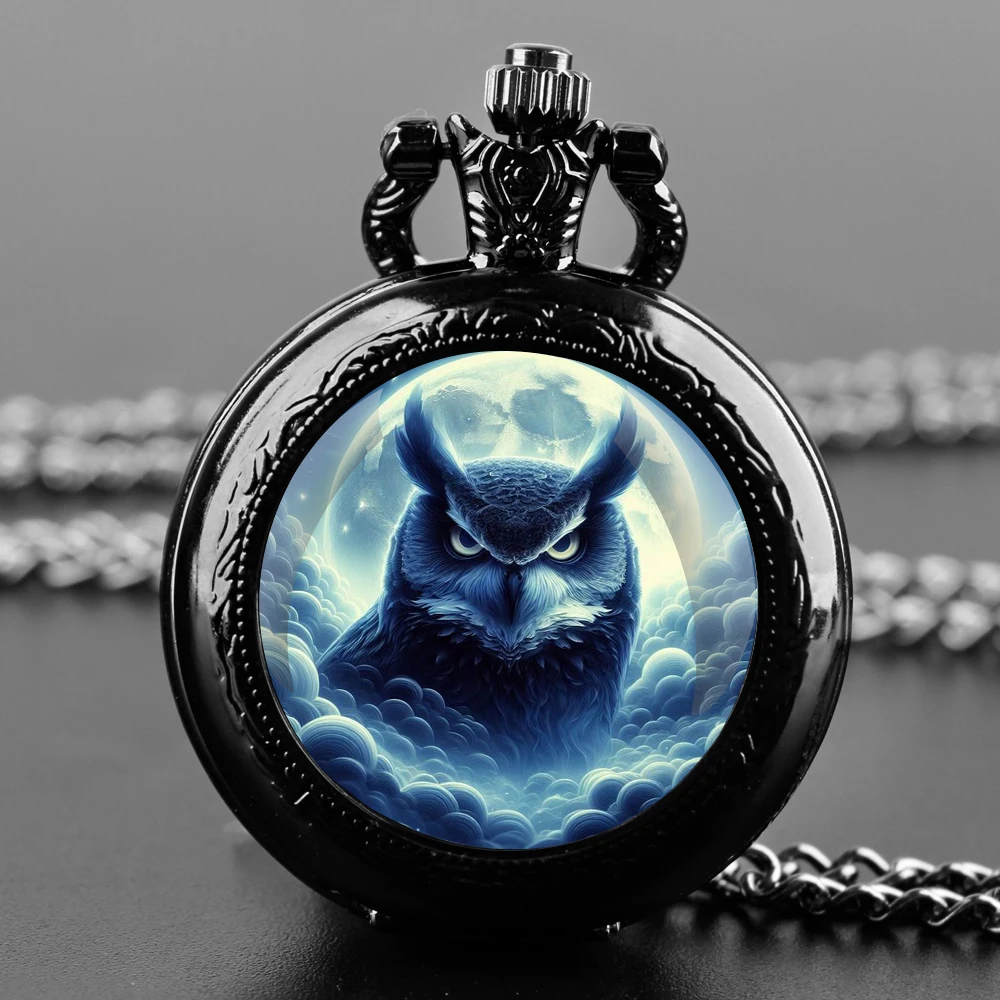 

Animal Owl Cute Vintage Theme Quartz Fob Pocket Watch with Necklace Chain Cool Pendant Clock Gift Watch Kids Accessories