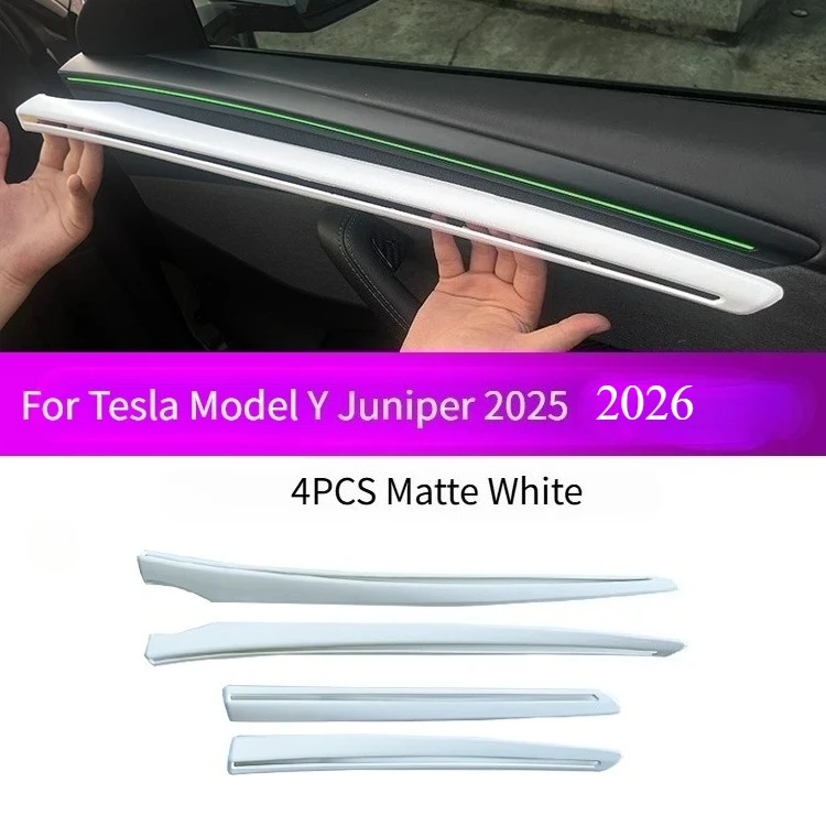 Interior Door Panel Molding Trim For Tesla Mode Y Juniper 2025 2026 Accessory 4PCS Car Door Side Decorative Strip Sticker Cover - view 2