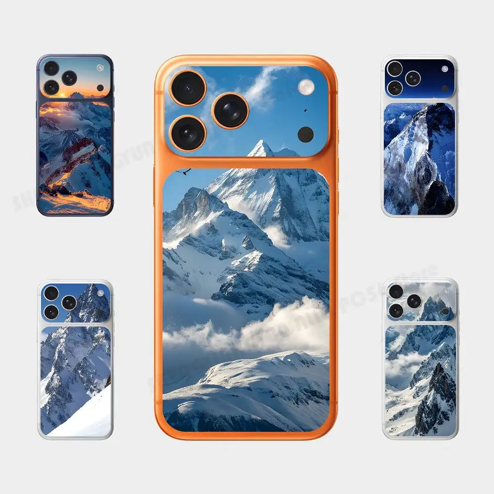

Декоративная защитная наклейка на заднюю панель для iPhone 17 Pro/Pro Max с изображением снежных гор