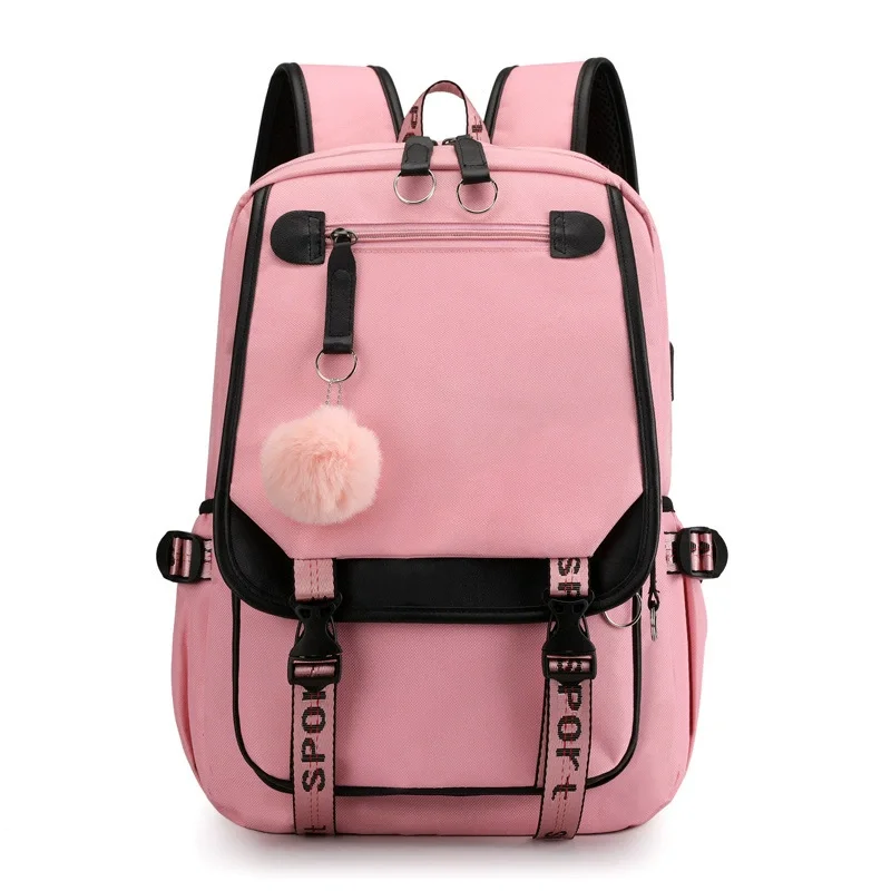 Women'S Young Bags - กระเป๋าเป้สะพายหลังสำหรับเด็กนักเรียนชายหญิง กระเป๋าเป้สำหรับนักศึกษามหาวิทยาลัย กระเป๋านักเรียนน่ารักสไตล์ฮาราจูกุ กระเป๋าเดินทางแฟชั่น สีดำชมพู