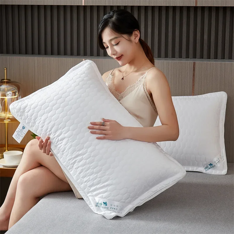 High Pillow Five-star Hotel Quality Cotton Pillow Core Pure Cotton White Pillow Wide Side Three-dimensional Bed 48x74cm