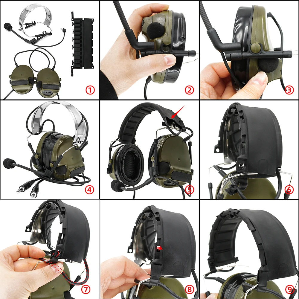 TS TAC-SKY COMTAC III Tactical Headset New Dual Pass Detachable Headband Outdoor Hunting Shooting Comtac Walkie Talkie Headset