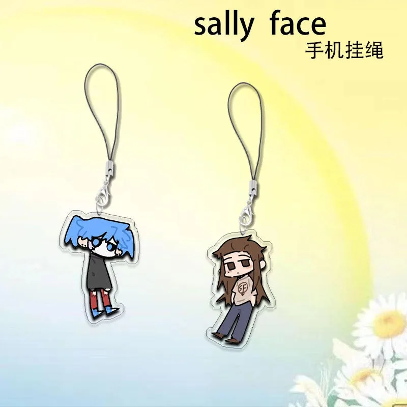 Game Sally Face Sal Larry Cosplay Keychain Unisex Acrylic Pendant Cute Phone Chain Halloween Keyring Accessories