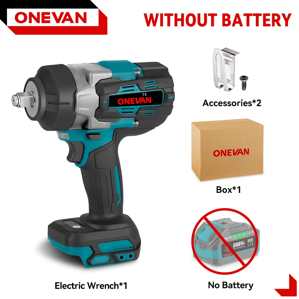 ONEVAN 2800N.M Borstelloze Elektrische Slagmoersleutel 1/2 inch Accuschroevendraaier Moersleutel Power Tools Voor Makita 18V Batterij Pin