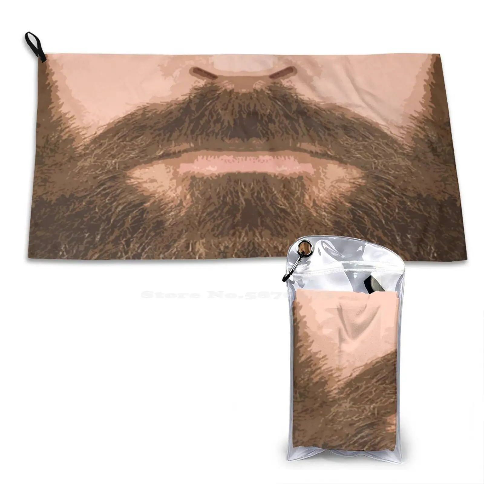 Mustache And Beard Superfine Fiber Bathroom Towels Washcloth Face Mans Beard Mustache Hair Brown