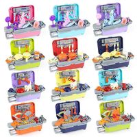 1Pc Simulation Dinosaur Kitchen Cooking Tableware Cosmetics Doctor Tool Kit Children Role Play Game Family Backpack Box Toy Gift