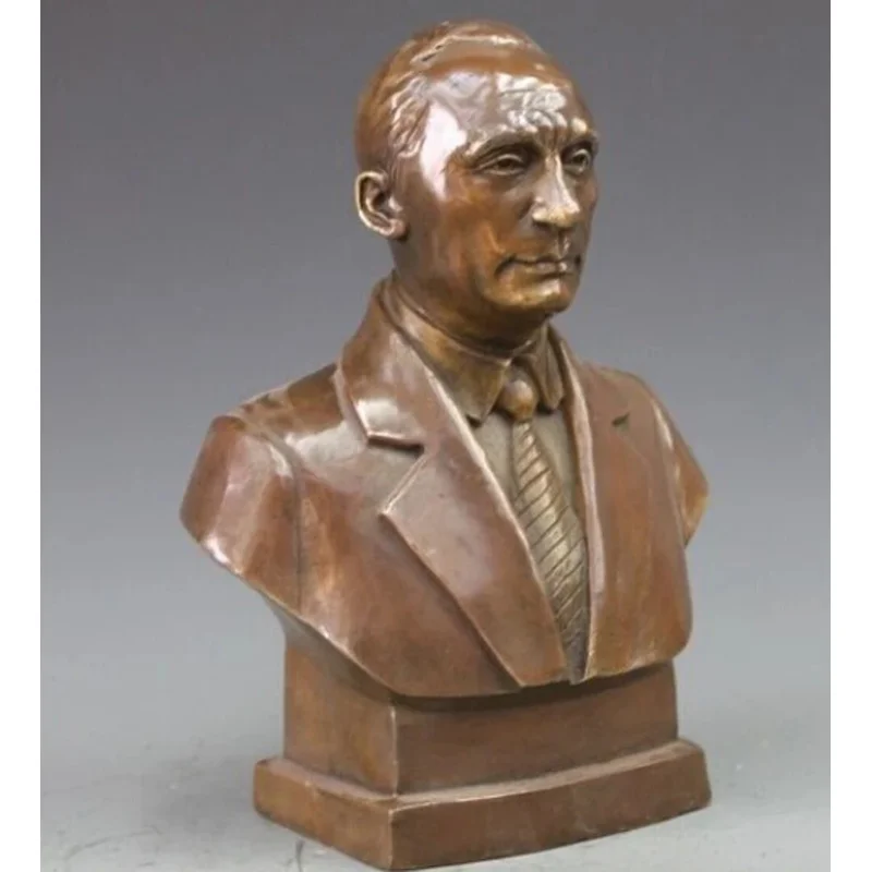 ---516   Bronze Copper carving statue Vladimir Putin Bust Figurine Art Sculpture