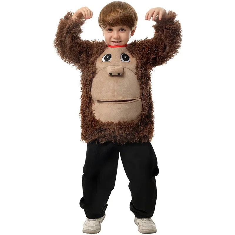 Costume de ajuster ille imprimé en 3D pour enfants, chemise à fourrure, orang-outan mignon pour garçon, Halloween, carnaval de Pourim, robe de paupières, nouveauté, 2024