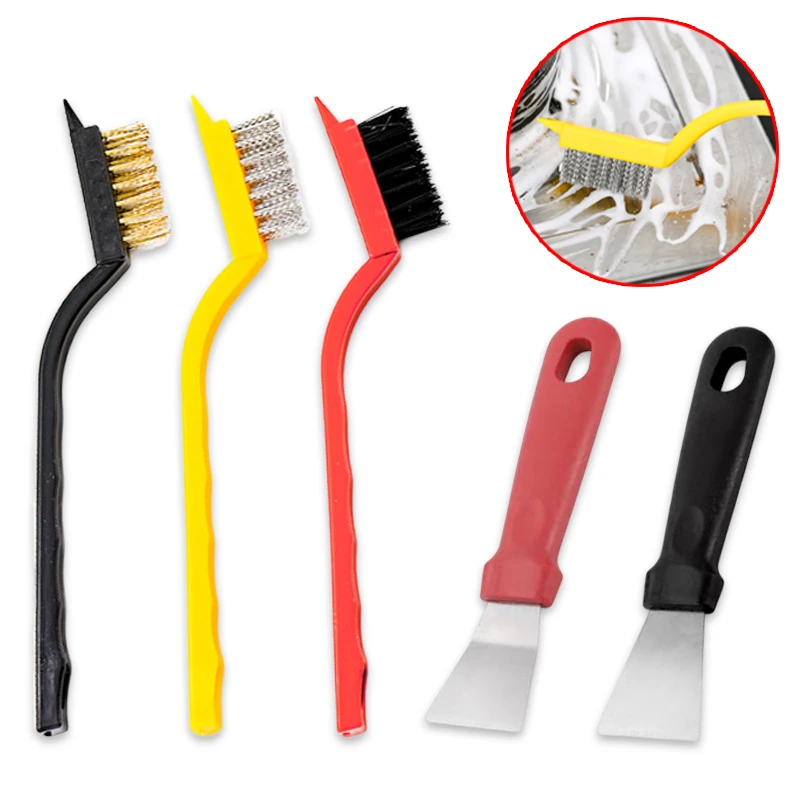 

5Pcs Kitchen Cleaning Wire Brush And Shovel Strong Decontamination In-Depth Gap Brush Gas Stove Cleaning Brush For Household