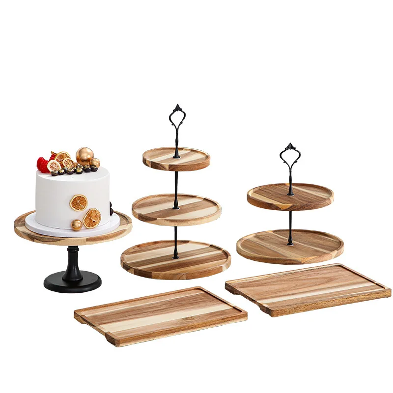 Dessert Rack Creative European Mori Double-layer Three-layer Cake Tray Wooden Dessert Table Decorative Tray Rack view 6