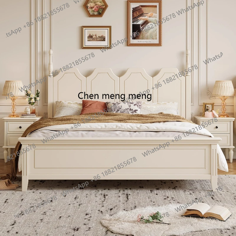White Solid Wood French Cream 1.8m Double Master Bedroom American Wedding Bed 1.5m High Box Storage Bed