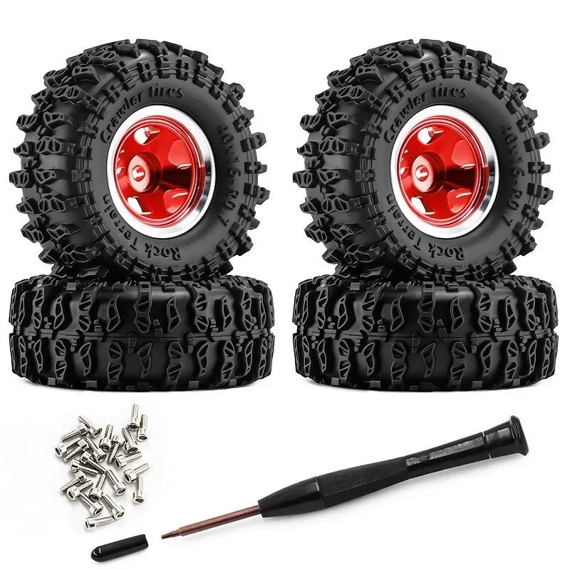 40mm 0.7 inch Deep Dish 5-Spokes Beadlock Wheel and Tire For 1/30 RC Crawler Car SCX30 Ascent-32 Upgrade Parts Accessories