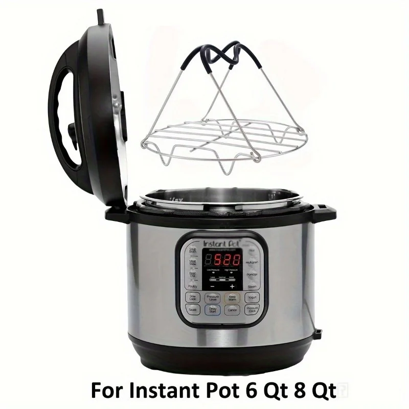 1pc Stainless Steel Steaming Rack with Silicone Handle - Long Handles for Easy Chicken & Pot Removal
