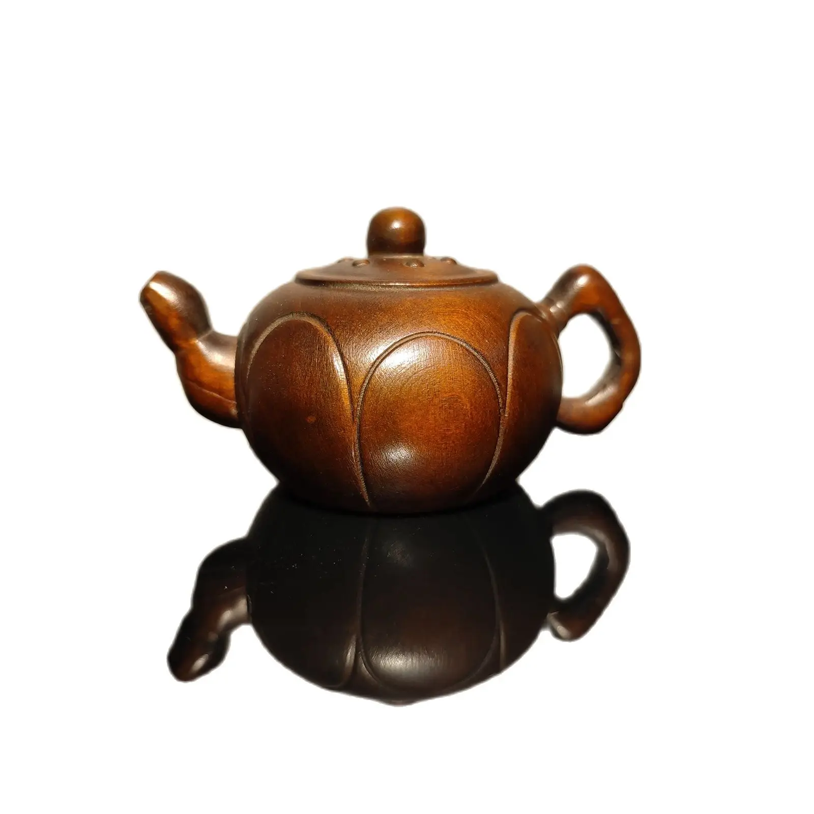 

Chinese vintage Boxwood Carved Exquisite Teapot Statue hobbies interests mahjong sculpture statue desk Study souvenir