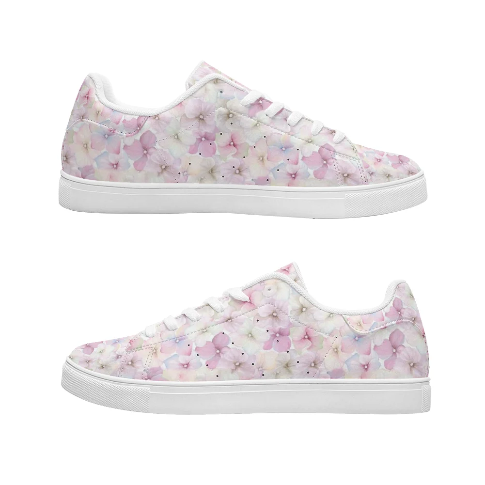 

Light pink peach blossom print women's casual fashion shoes high-quality fashion sneakers white shoes