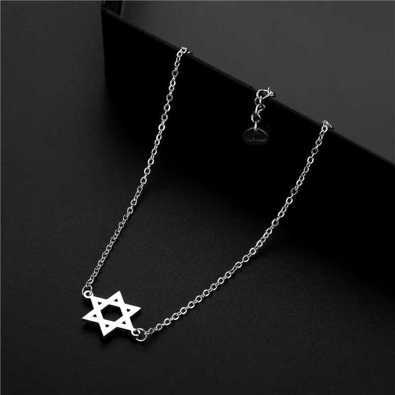 Vintage Star of David Chain Bracelet Simple Hand Jewelry for Women Stainless Steel Jewish Magen David Hexagram Hand Bracelet