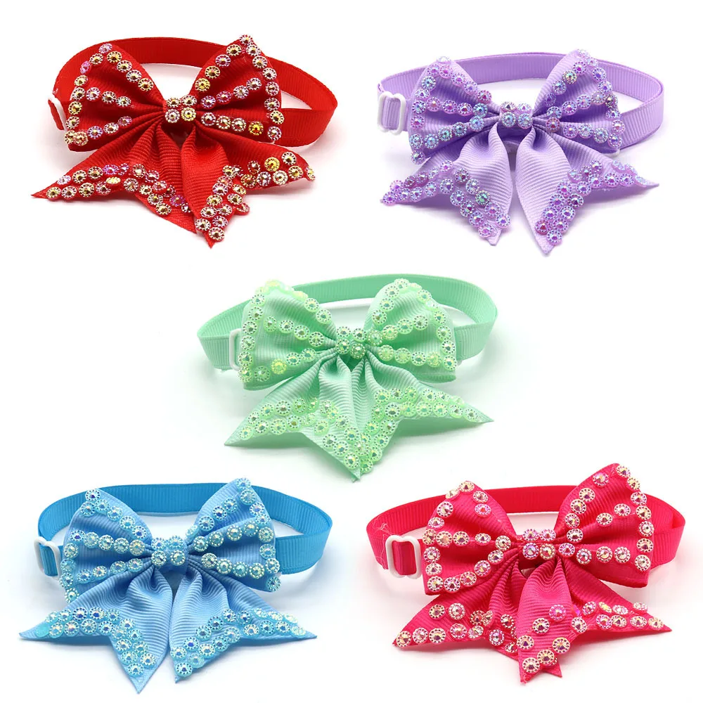 

Pet Swallowtail Bow Tie Diamonds Shiny Cat Dog Bow Tie Fashion Decoration Accessories Items Five-color All Seasons 20-38.5cm