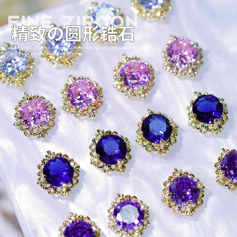 5 pezzi di lusso rotondo Design Charms gioielli per unghie coreano colorato scintilla qualità zircone Strass gioielli per la decorazione di Nail Art