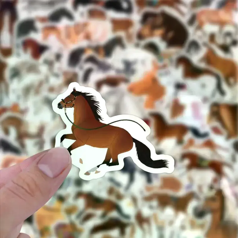 Charming Galloping Horse Cartoon Stickers Pack of 60, Waterproof PVC, Ideal for Decoration