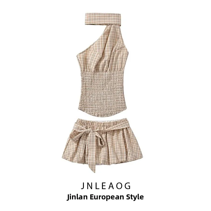 Top F de Moda Primavera Novo Design em Xadrez Amarelo com Decote Redondo Sem Mangas em Fibra de Poliéster Crimento ...