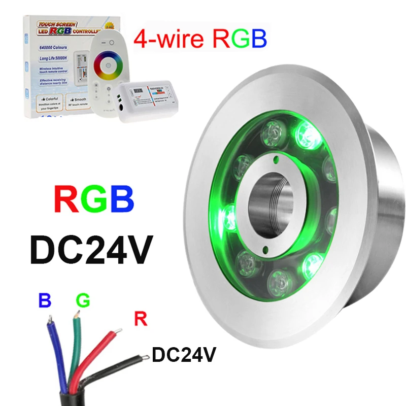 

4 провода внешнее управление красный зелёный синий светодиодный фонтан светильник 9 Вт 18 Вт Светодиодный Бассейн светильник Free DC12V DC24V Подводное освещение фонтан водонепроницаемый Ip68