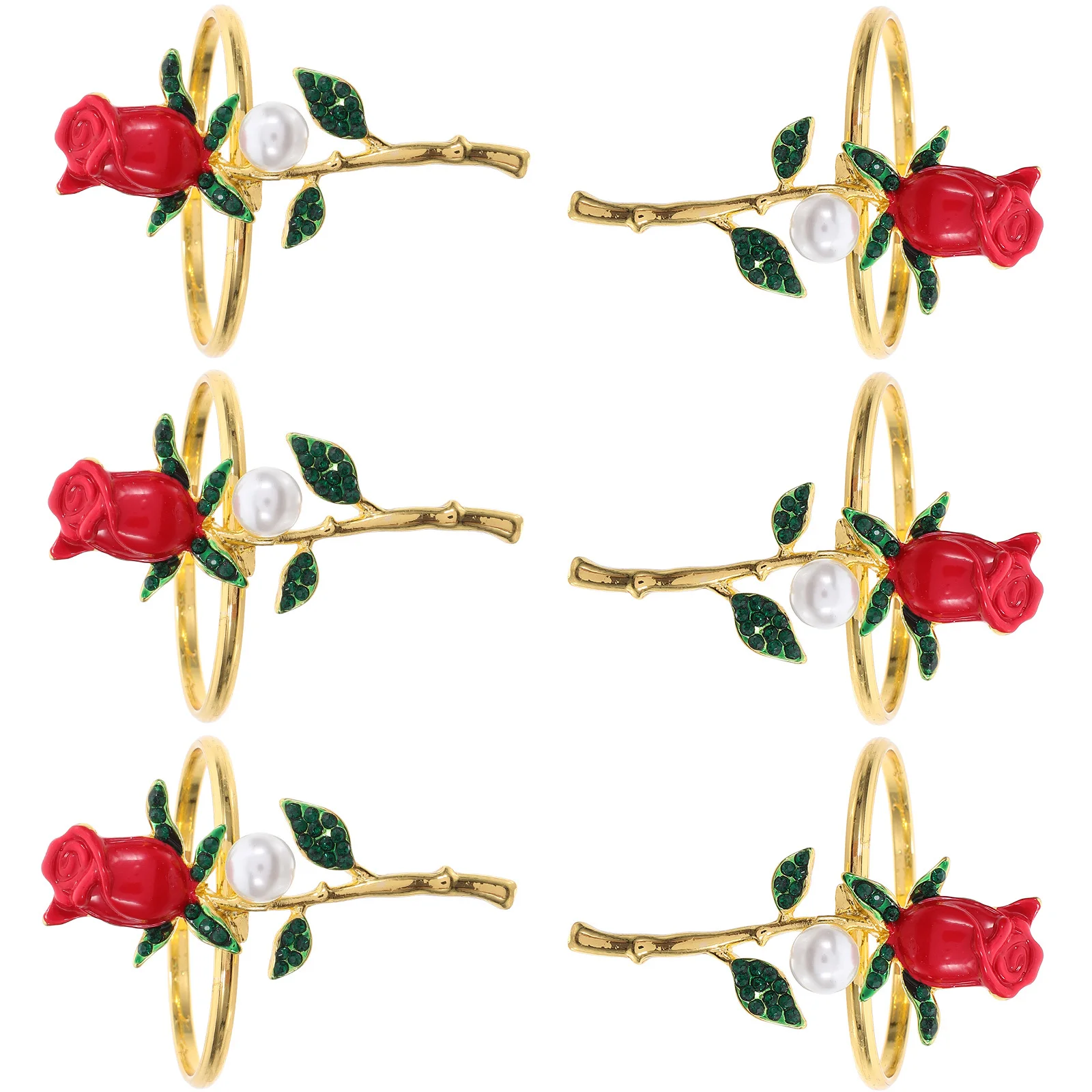 

6pcs Napkin Rings Metal Flower Holders Wedding Serviette Buckles Elegant Table Decorations Durable Zinc Alloy