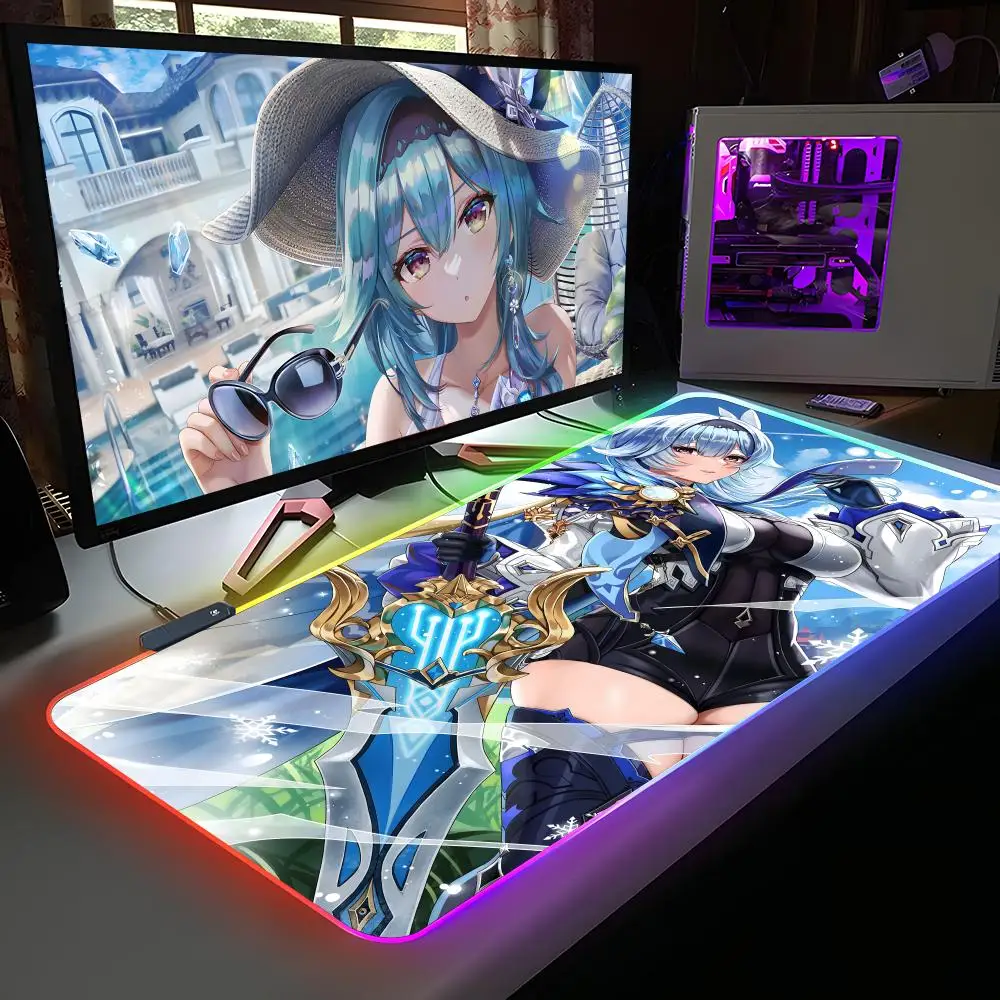 

Игровой коврик для мыши Game GI Eula RGB, резиновый, для компьютера и ноутбука, официальный, цветной, для киберспорта, эстетичный, модный, роскошный коврик