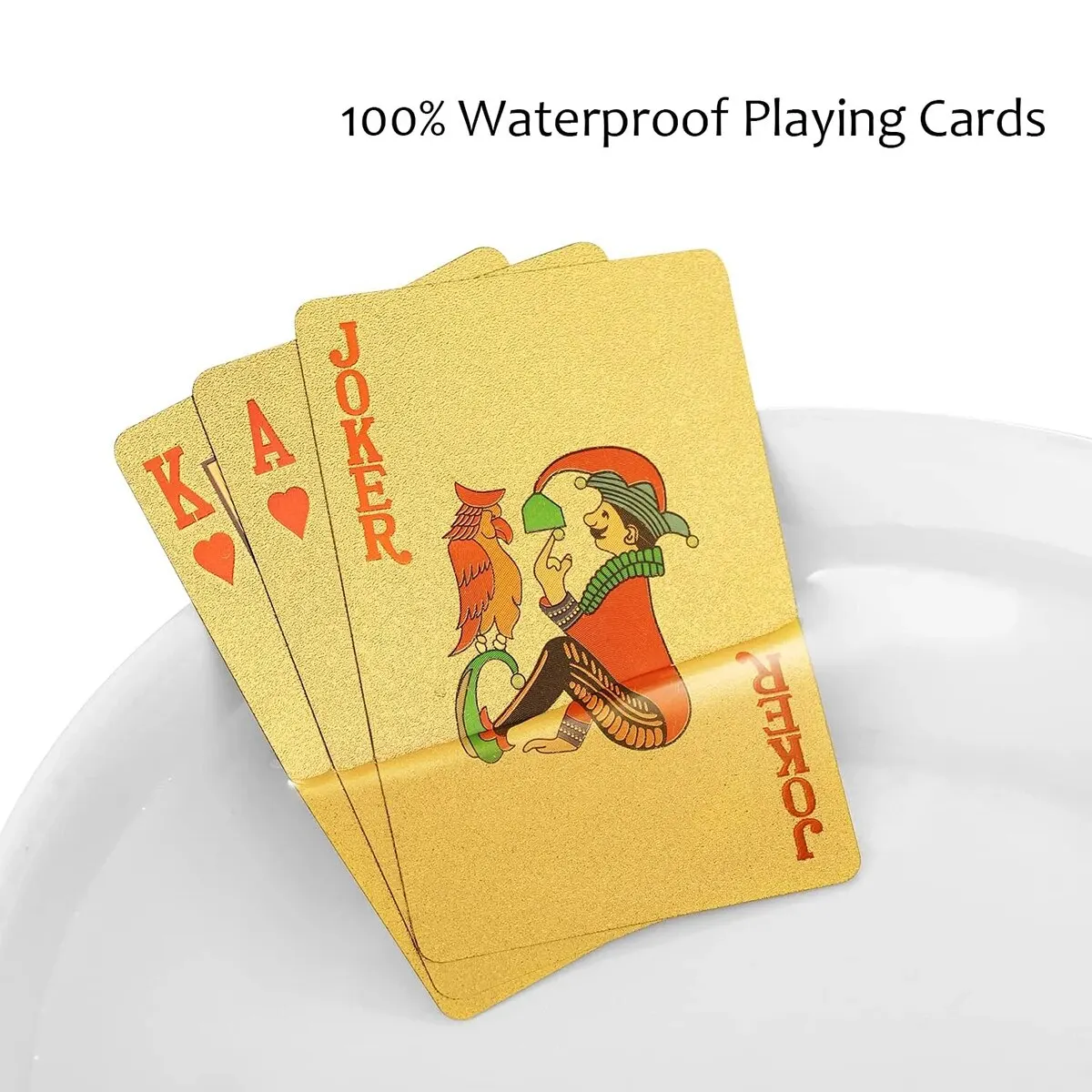 1pc PVC Playing Cards, Waterproof High Definition Playing Cards, Gold, Black, Washable, for Parties and Games