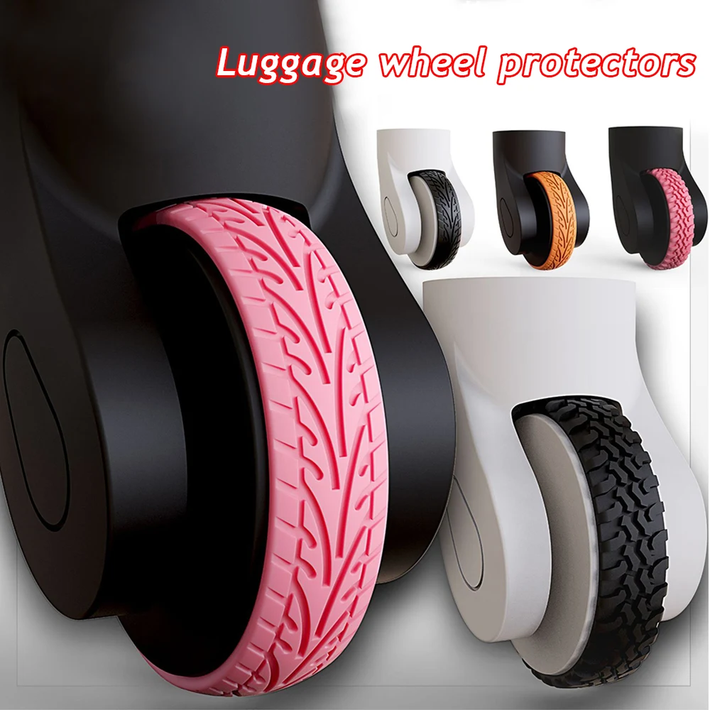 Luggage Wheels Protector Sticker Silicone Wheels Caster Shoes Travel Luggage Suitcase Reduce Noise Wheels Guard Cover Stickers