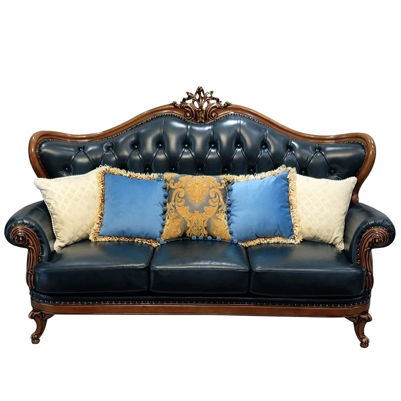 European French light luxury American all solid wood leather sofa