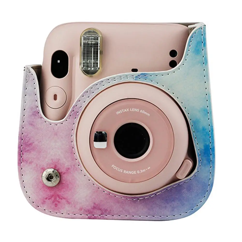 

Для Fuji Instax Mini 11, защитная сумка для камеры мгновенного действия из искусственной кожи, сумка-держатель с плечевым ремнем, масляный цветной чехол для камеры