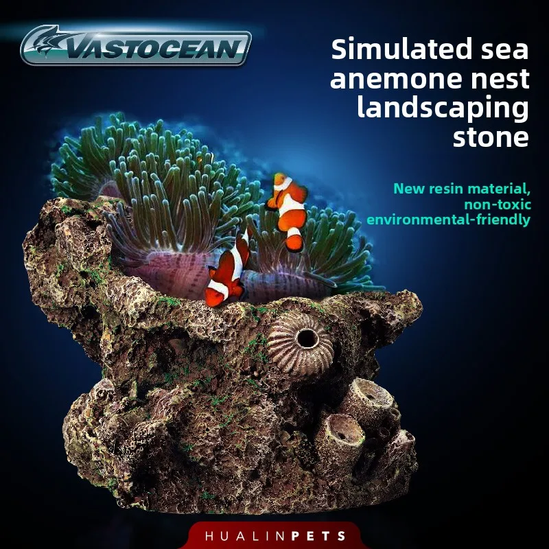 

Vastocean Artificial Anemone Cave & Reef Rock - Realistic Hiding Place for Clownfish, Saltwater Aquarium Decor, Coral Sculpture