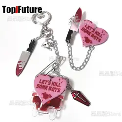 Gothic dark punk Subculture Abi y2k Millennium Hot Girl Blood Bag  knife Halloween infusion bag keychain hairgrips Hairpin clip 