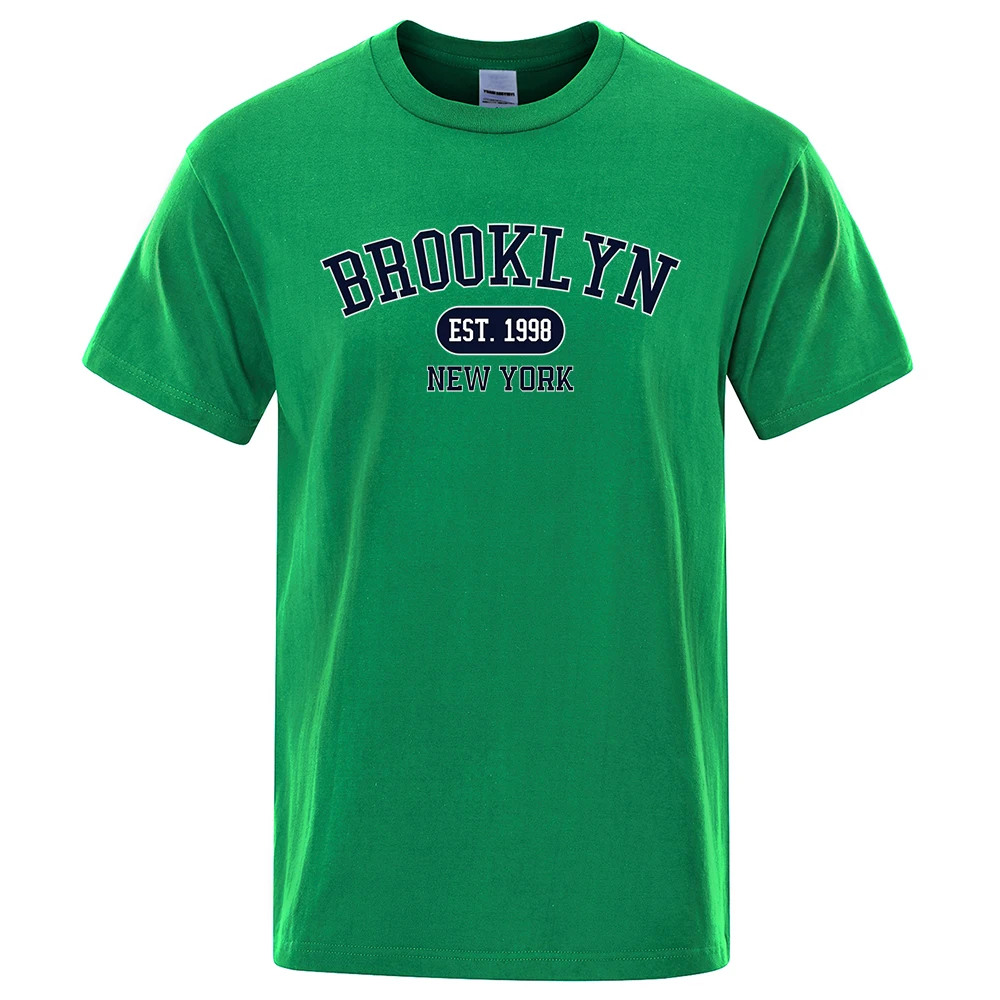 Brooklyn Est.1998 New York Brief T Shirts Mann Lässig Crewneck Streetwear Atmungs Mode Sommer Tops Baumwolle Lose T-Shirts