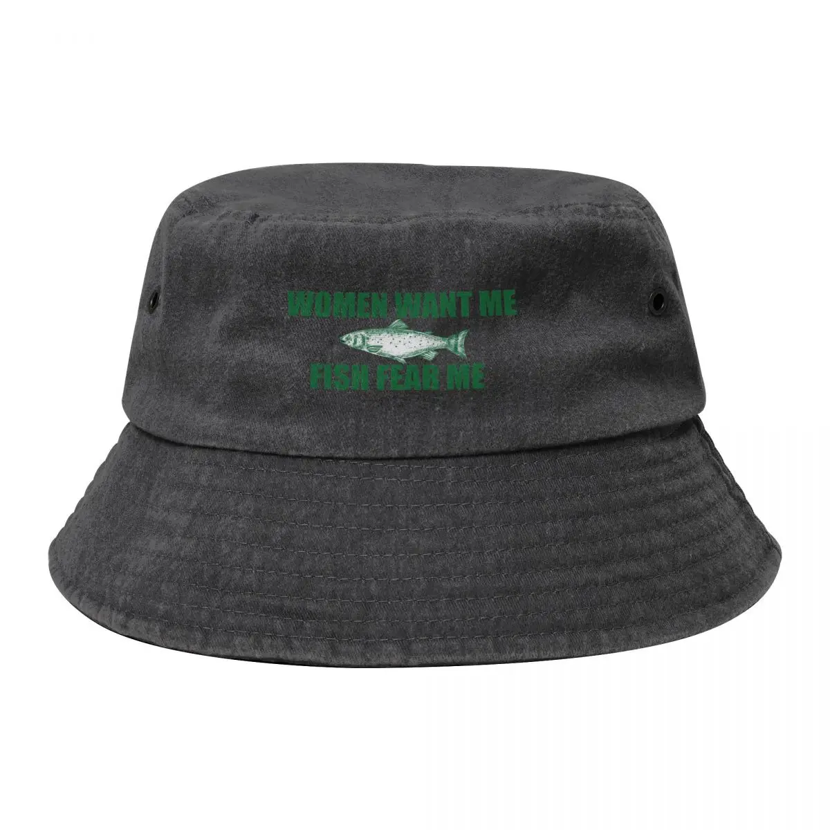 

Women Want Me, Fish Fear Me Cowboy Denim Fisherman Hat With Printing