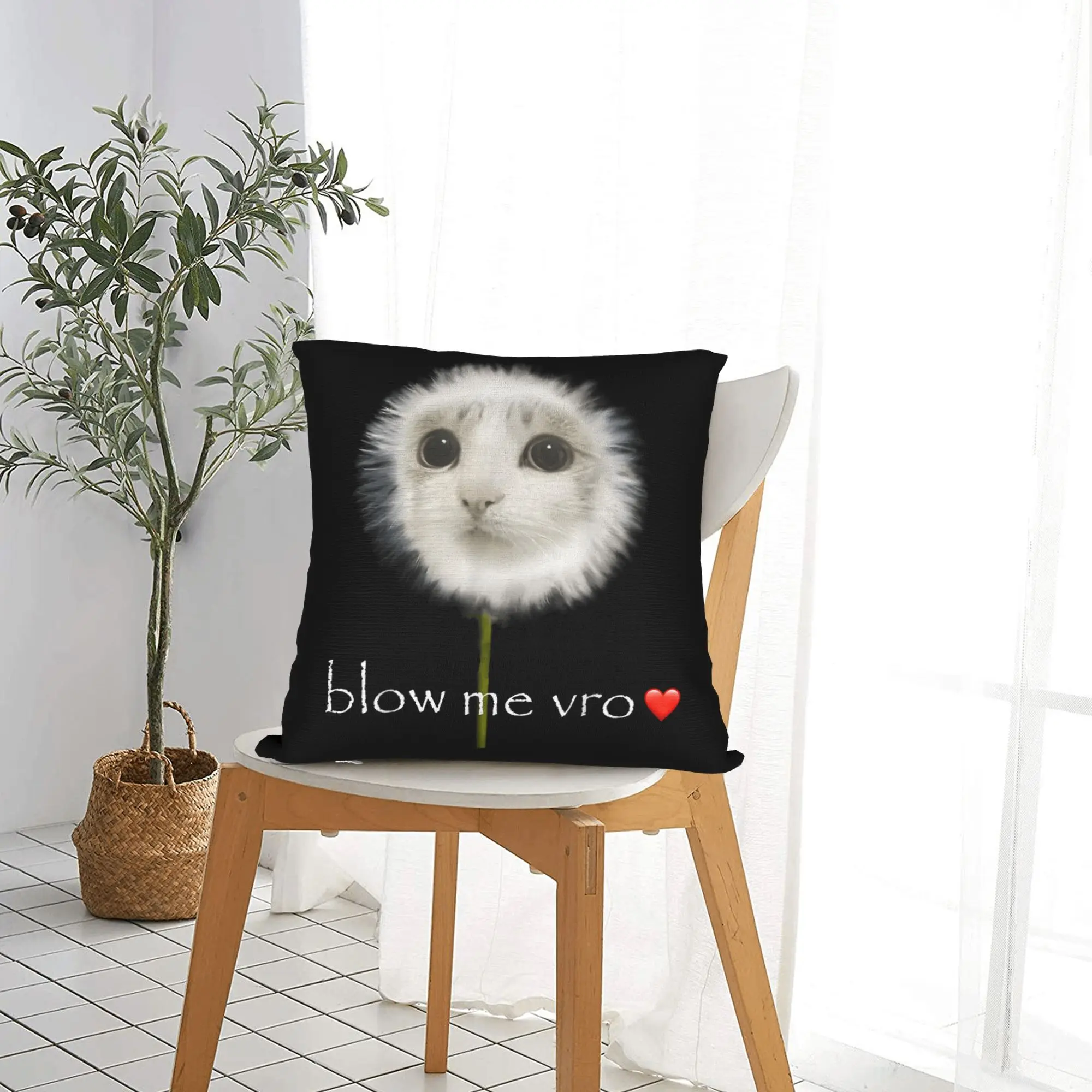 Blow Me Dandelion Meowl Cat Owl Meme Pillowcase Printed Cushion Cover Decoration  Throw Pillow Case Cover Chair Drop Shipping