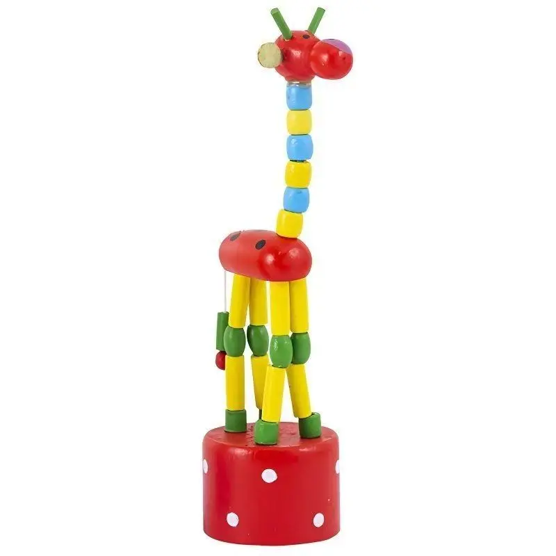 2PCS Nette Bunte Holz Giraffe Pull Spielzeug Finger Puppen Für Kinder Schaukel Tanzen Tiere Party Favors Bifthday Geschenke jungen Mädchen