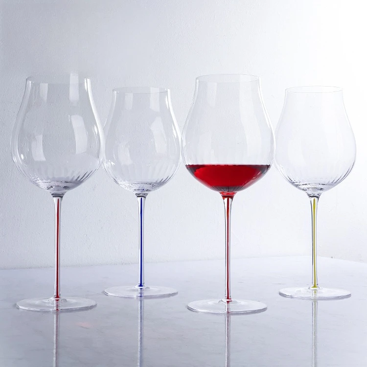 

Хрустальная стеклянная призма ручной работы, бордовая чашка-тюльпан с цветной вставкой, элегантная высокая ножка