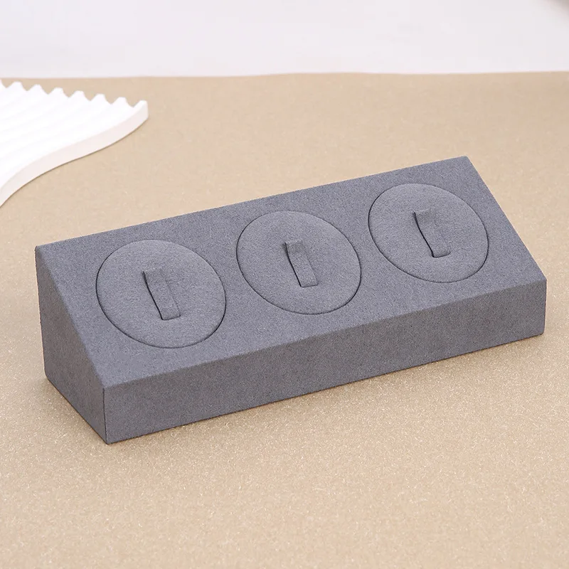 3 Slots Velvet Jewelry Display Stand, Necklace Earring Ring Holder, Jewelry Organizer for Home Retail Jewelry Packaging Display image 3
