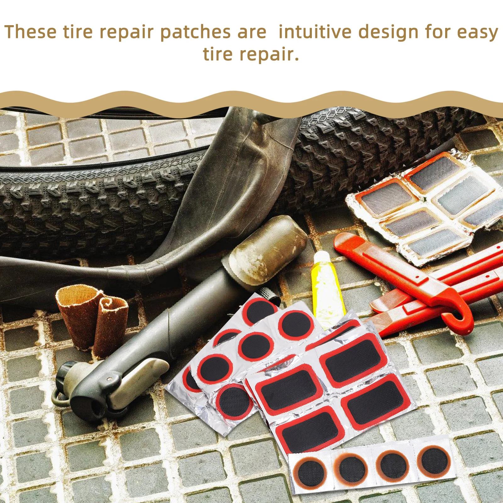 1 Set Bike Compact Design For Mountain Road Bicycle Inner Tube Patch Bicycle Tire Repair Kit Tire Repairing Supplies Bike Patch