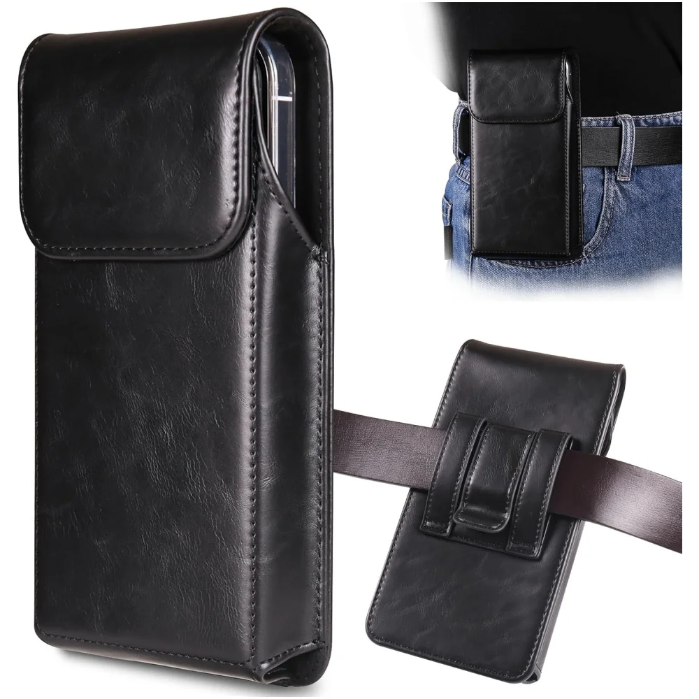 Holster for iPhone 17, 17 Pro, 16, 16 Pro, 15, 15 Pro, 14, 14 Pro, 13, 13 Pro, 12, Galaxy S26, S25, S24, Premium Leather Pouch w