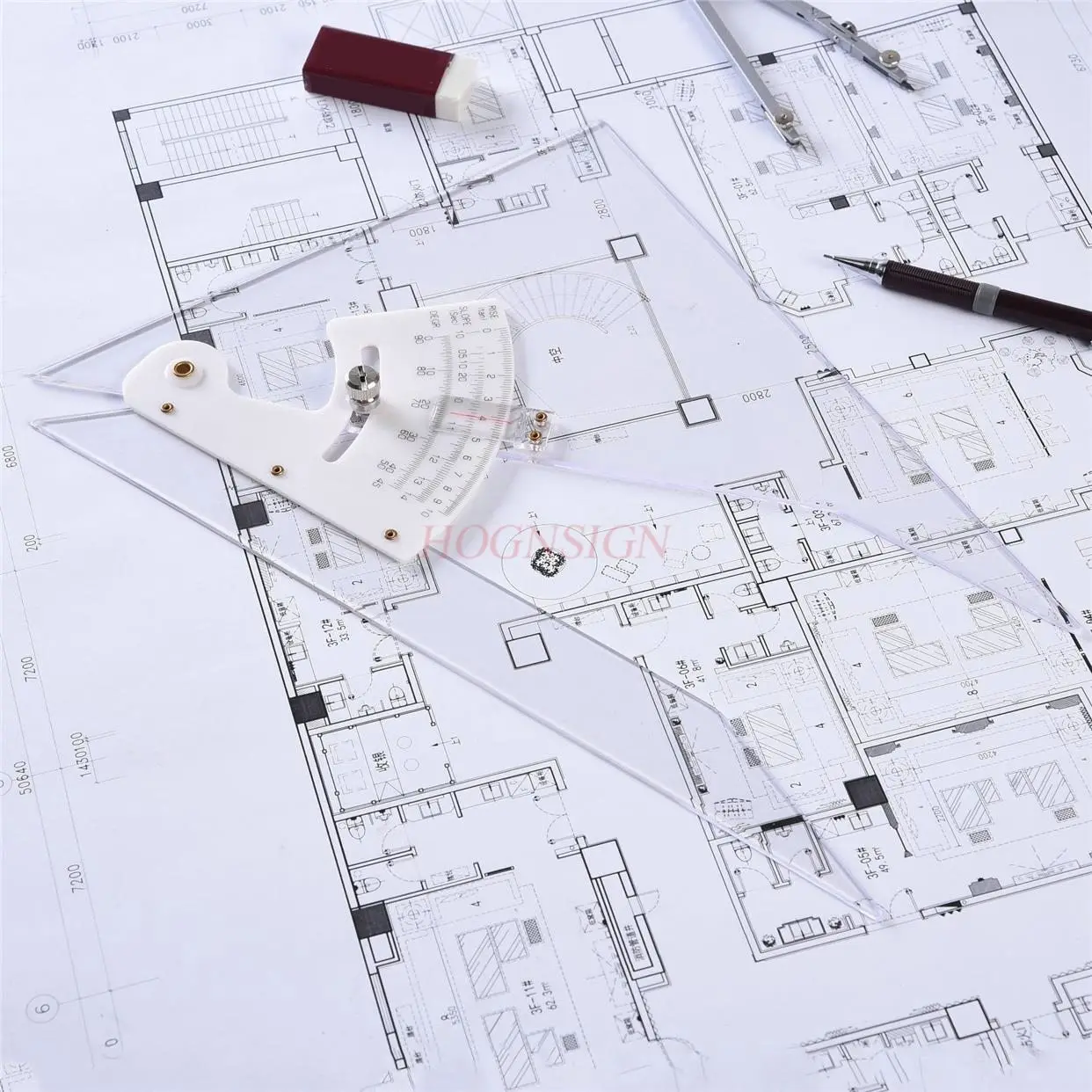 1pcs Variable angle ruler, multi seat function triangle ruler, learning product, flat line, right angle marking ruler