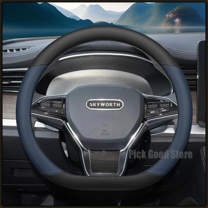 

Leather Car Steering Wheel Cover For ALL NEW Skyworth EV6 HT-i 2026 Skywell ET5 2021-2024 Automotive Interior Accessories