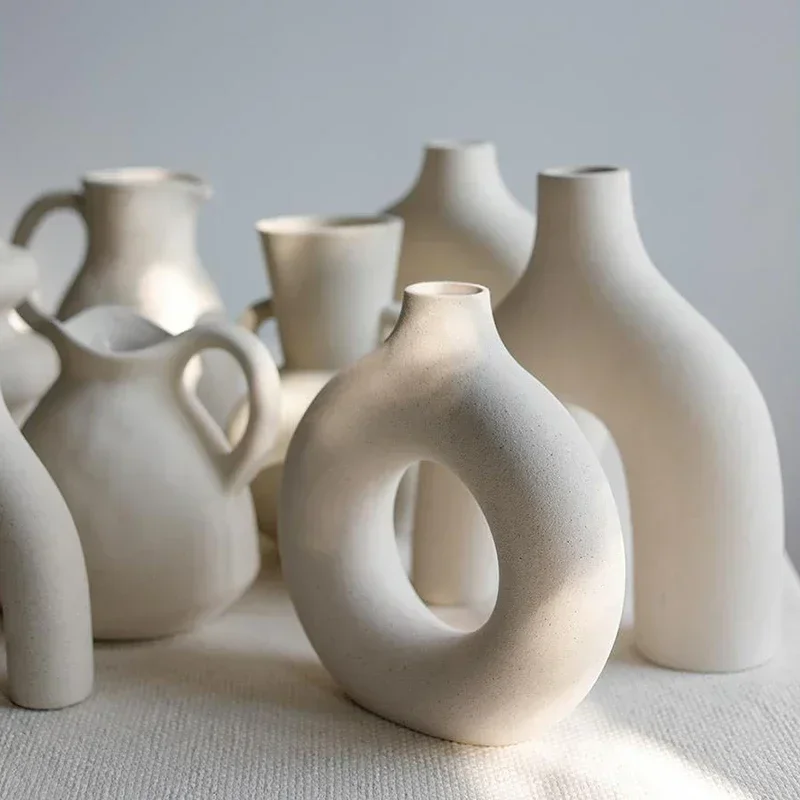 Aesthetic Ceramic Vase Flower Nordic Modern Design Hydroponic Vase Luxury Small Ikebana Vazen Cute Room Home Decor Jarrones FY
