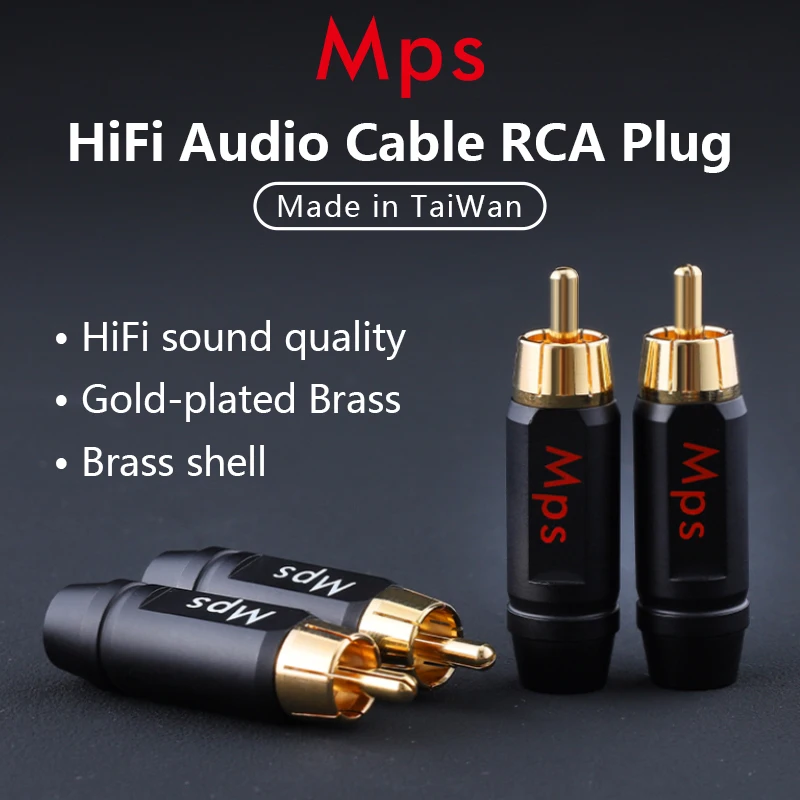 

HiFi MPS Fuse Gold Plated Audio Cable RCA Plug Adapter for Power amplifier Subwoofer Cable supported diameter is 4 to 8mm