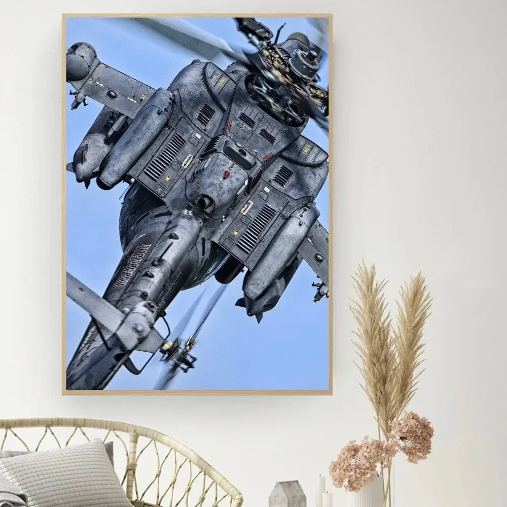 AH-64E Apache Helicopter Poster DIY Vintage Movie Poster Wall Art Painting Study Stickers Small Szie Wall Painting