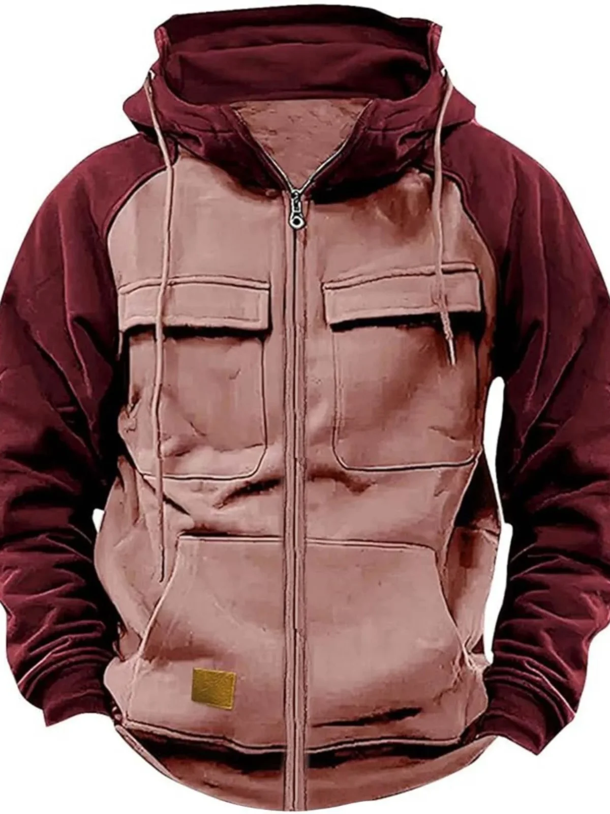 

Men's Hooded Workwear Sweatirt Multiple kets Utili Jaet Loose Fit Long Sve Autumn Faion Casual Streetwear